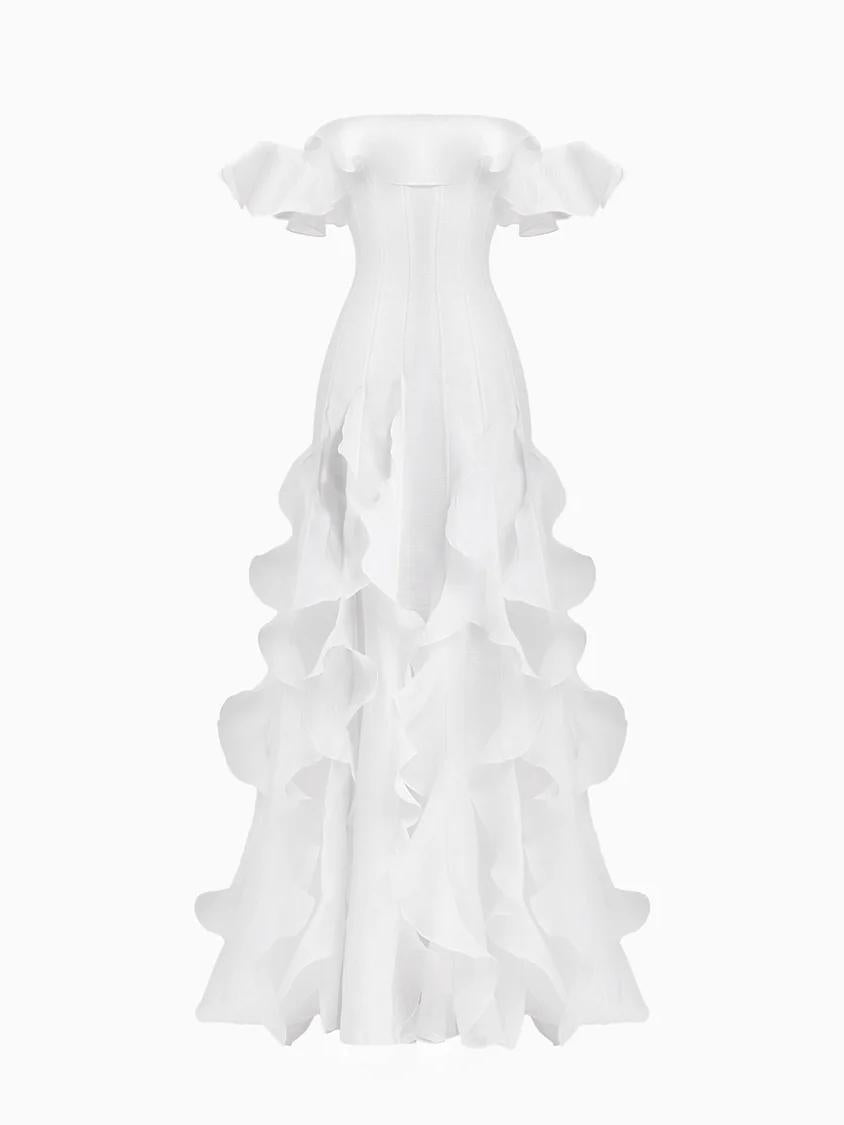 Off - Shoulder Ruffle Gown