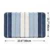 Soft striped gray bath mat with non-slip backing, absorbent plush bathroom rug for shower and tub area