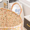 Vintage floral fabric storage basket with handles, quilted collapsible organizer for home decor and storage