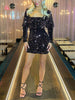 Sequin Puff Sleeve Mini Dress