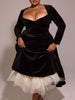Black Velvet Tulle Midi Dress