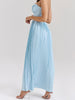 Ocean Blue Pleated Maxi Dress