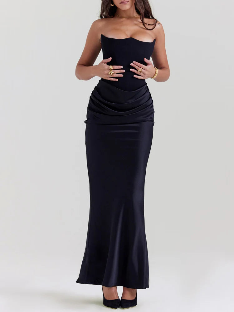black strapless co chromosome dress
