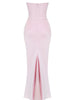 Pink Strapless Bustier Maxi Dress