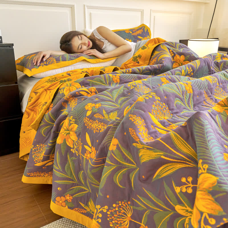 Floral Cotton Muslin Blanket