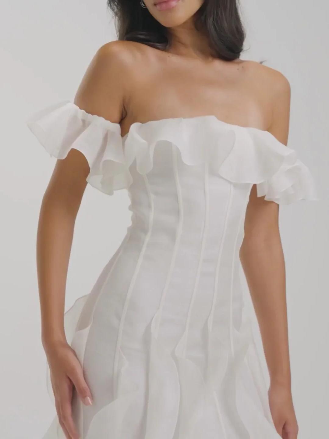 Off - Shoulder Ruffle Gown