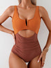 Contrast Patchwork One-Piece Swimsuit