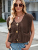 V-Neck Buttoned Knit Vest
