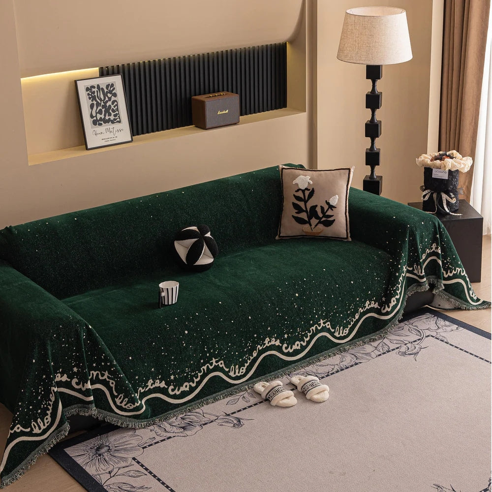 Cursive Glittering Chenille Sofa Cover