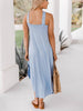 Halter Light Blue Midi Dress with Pocket