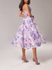 Strapless Sleeveless Printed Swing Midi Dress