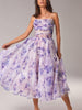 Strapless Sleeveless Printed Swing Midi Dress
