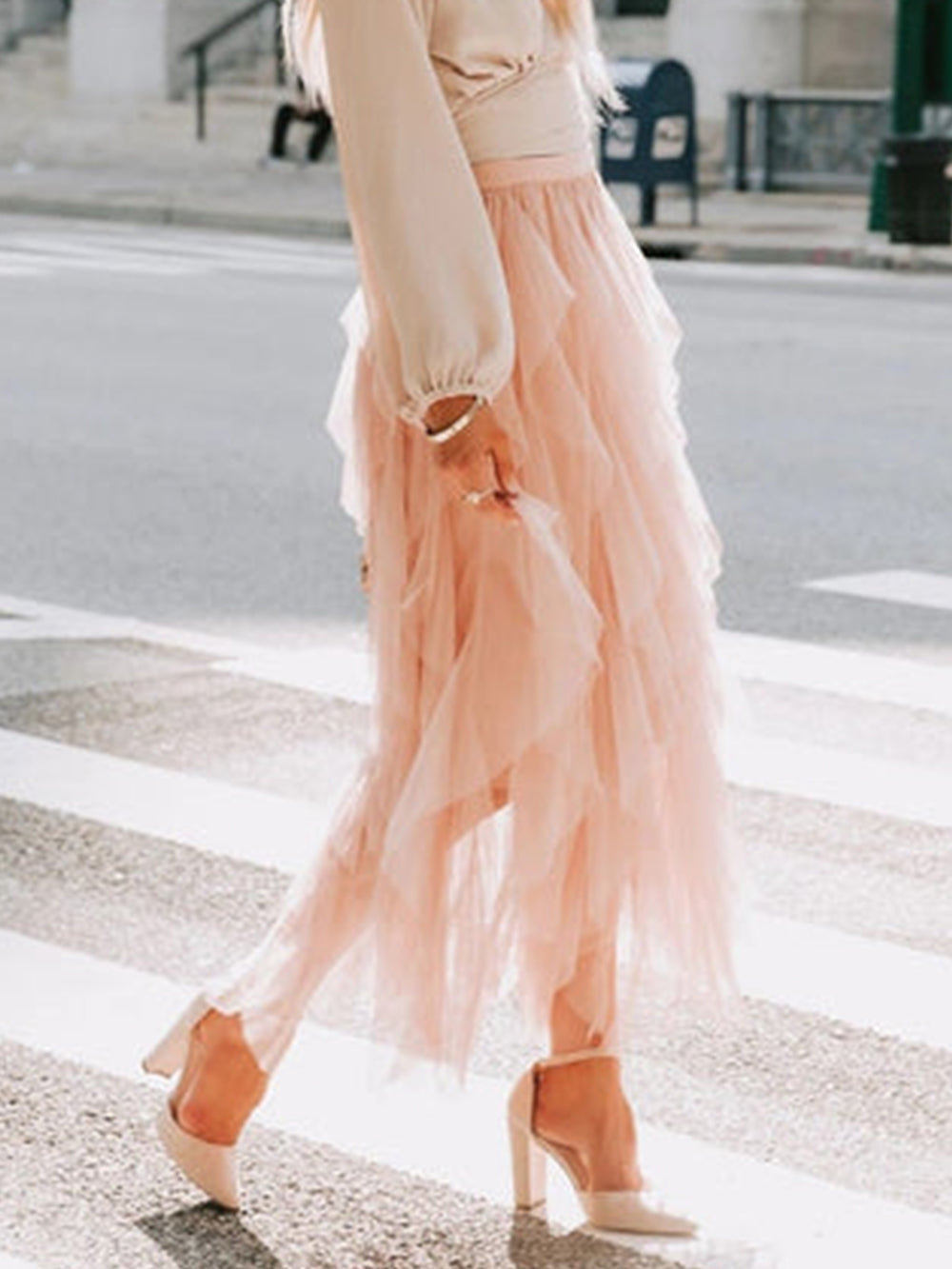 Mesh Tulle Midi Skirt