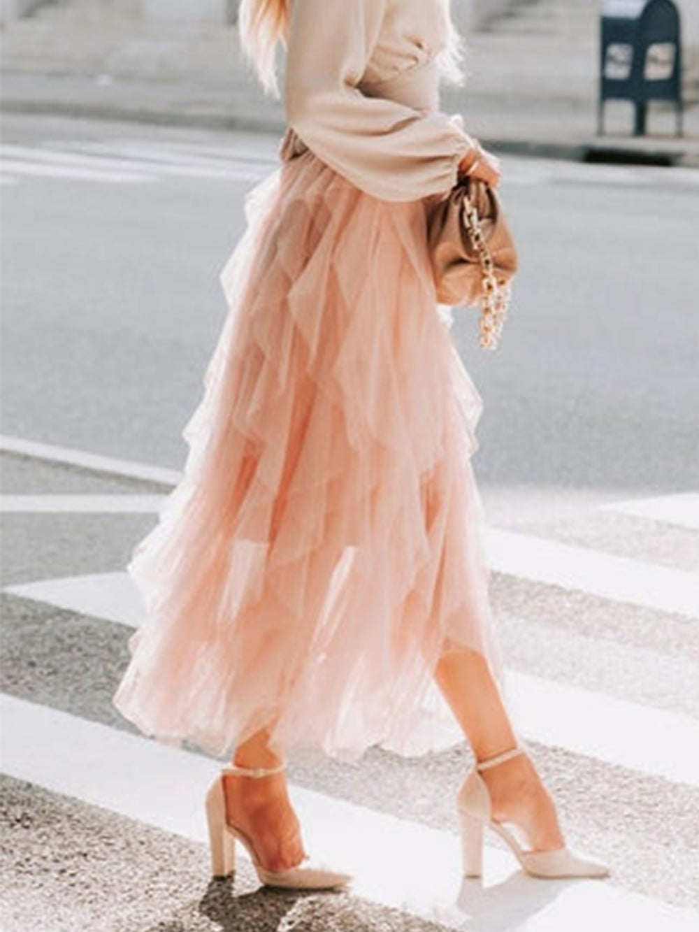 Mesh Tulle Midi Skirt