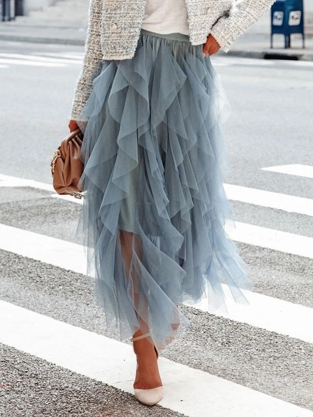 Mesh Tulle Midi Skirt