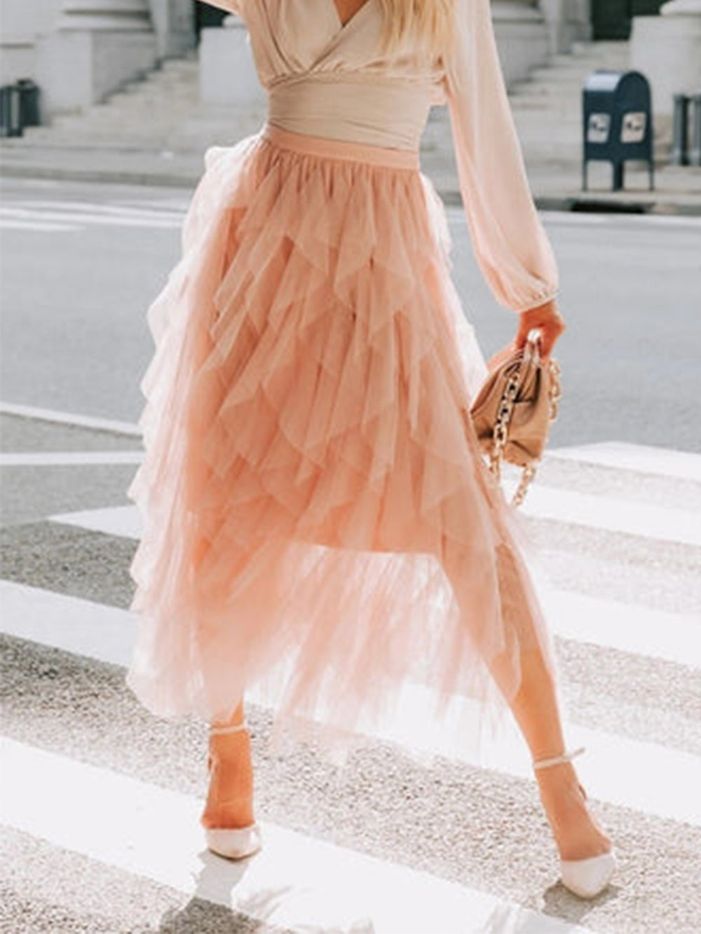 Mesh Tulle Midi Skirt