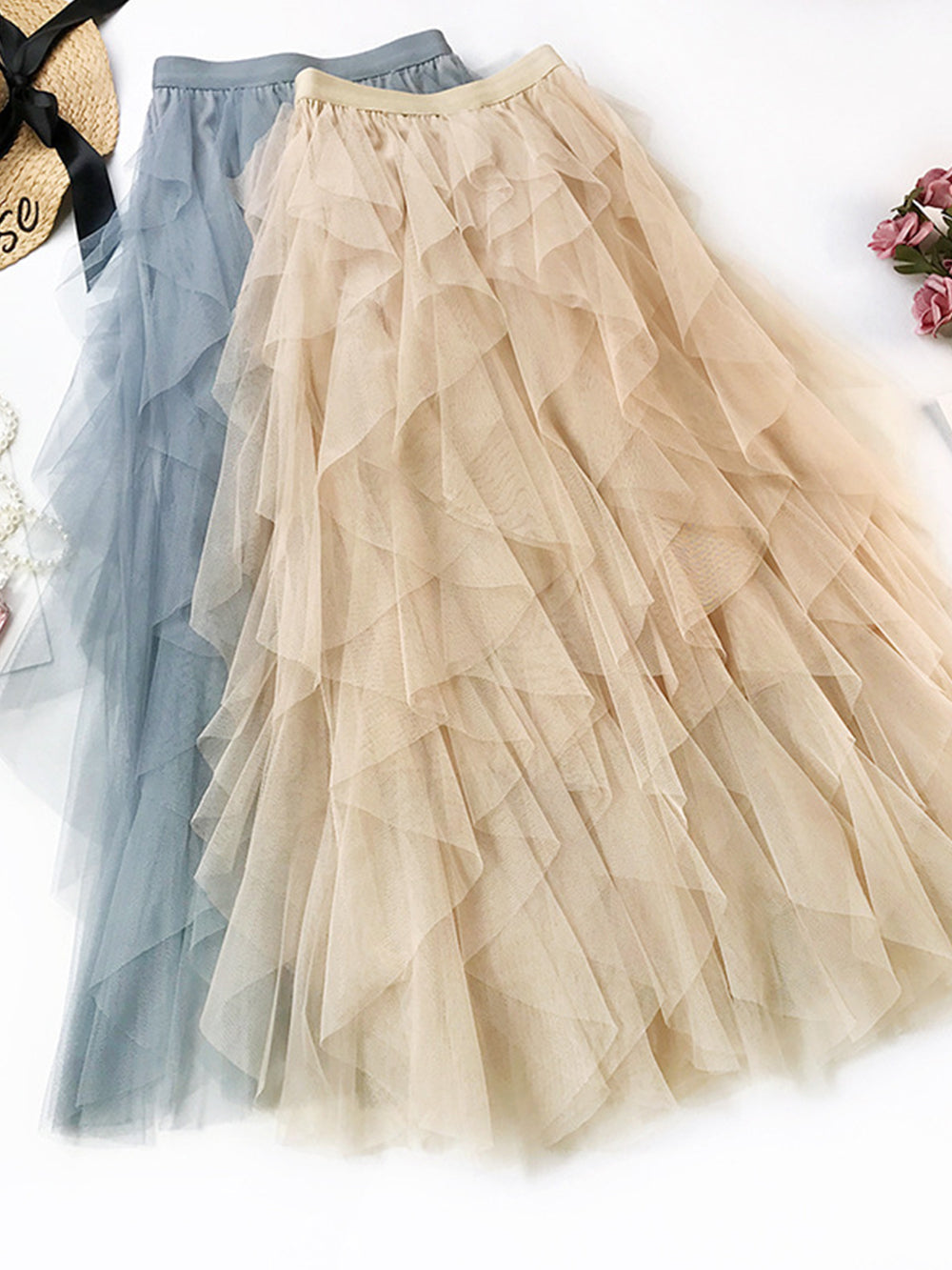 Mesh Tulle Midi Skirt