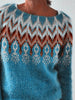 Round Neck Color Block Loose Pullover Sweater