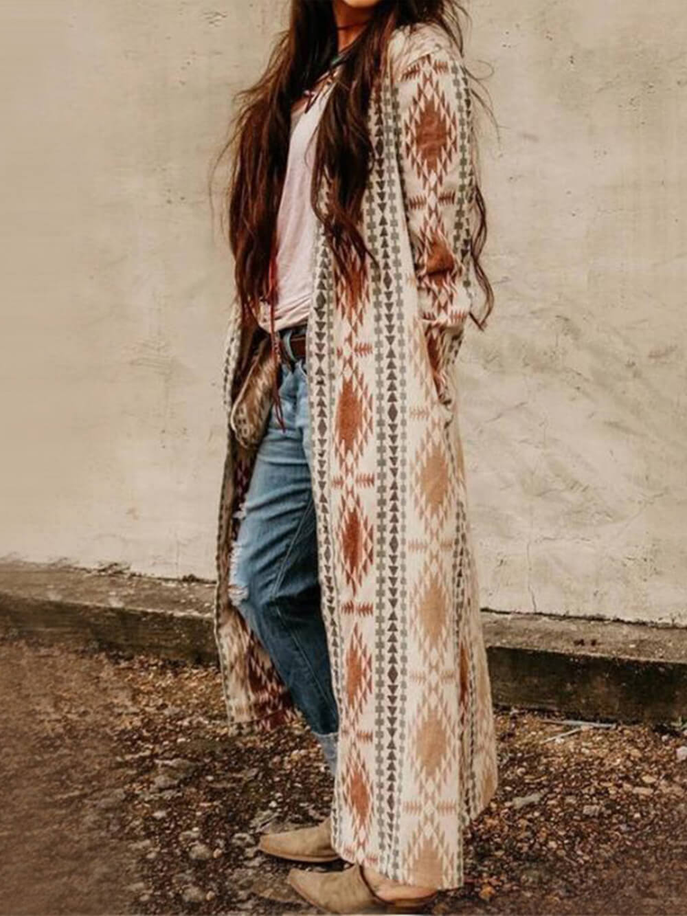 Aztec Boho Cardigan Casual Coat