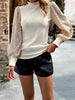 Turtleneck Sequined Panel Knitted Top