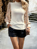 Turtleneck Sequined Panel Knitted Top