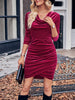 Swing Collar Sequined Velvet Mini Dresses