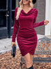 Swing Collar Sequined Velvet Mini Dresses