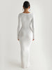 Solid Knit Square Neck Long Sleeve Maxi Dress