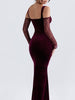 Lace Halter Strap Off-The-Shoulder Maxi Dress