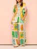 Funny Summer Unique Print Elastic Waist Pocketed Wide Leg Pants-Set