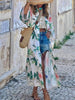 Vacation Style Botanical Print Tie-Waist Long Cover-Up Dress