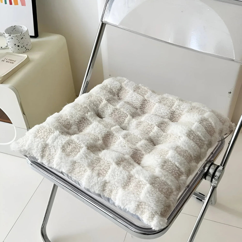 Fuzzy Checkered Fur Padded Cushion