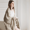 Luxury faux fur blanket in ivory white, soft and cozy throw for bedroom or living room winter decor