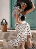 Polka Dot Ruffle Vintage Swimsuit Vacation Set