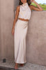 Satin Halter Crop Tank Top + Wrap Mini Skirt