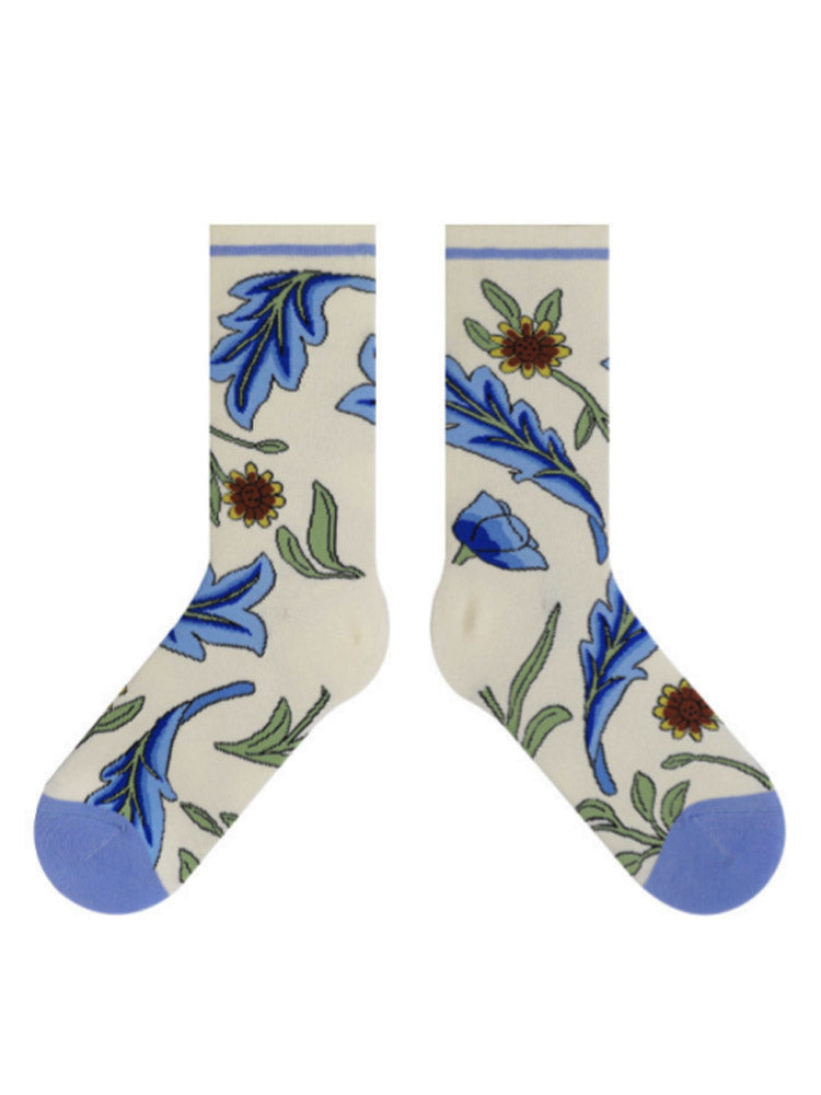 Floral Pattern Cotton Socks