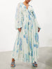 Ocean Flower Chiffon Floral Drawstring Waist Maxi Dress