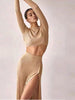 Stylish Solid Color Pleated Knit Skirt Set