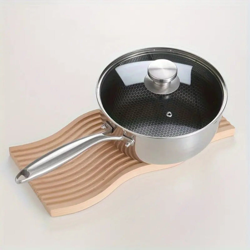 Modern Stainless Steel Saucepan with Glass Lid