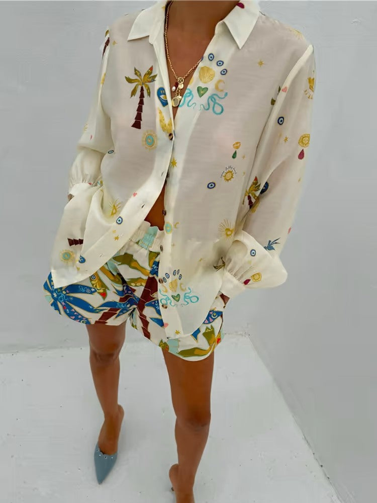 Printed Summer Shorts Set