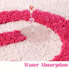 Pink bath mat with bold red ‘Get Naked’ lettering, soft absorbent funny bathroom rug for modern decor