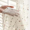 Sheer white curtain with small floral print, lightweight decorative window drape for living room or bedroom