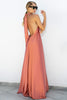 Satin  Elegant Maxi long Dress: Backless Halter Neck