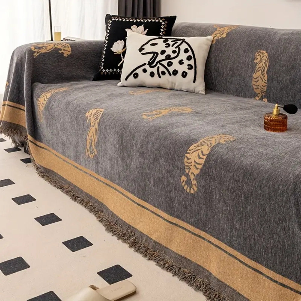 Safari Tiger Chenille Sofa Cover