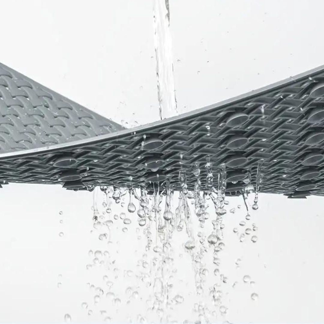 Non-slip grey bathtub mat with drainage holes – anti-skid shower floor mat for safe bathroom use