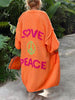 Casual Pocket Large Size Heart Pattern Knit Cardigan