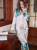 Octopus Print Ice Silk Long-Sleeve Loungewear Set - White