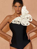 3D Butterfly Cutout One-Shoulder Swimsuit