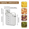Airtight plastic food storage containers with measuring cup lid, kitchen canisters for rice, grains, beans, and cereals