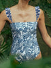 Blue Dragonfly Ruffle Skirt Swimsuit Set